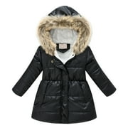 Ketyyh-chn99 Toddler Winter Jacket Winter Coat Girls Hooded Puffer Jacket For Girls Boys Packable Warm Coat Outerwear For Kids Winter for 6-7 Years,Black